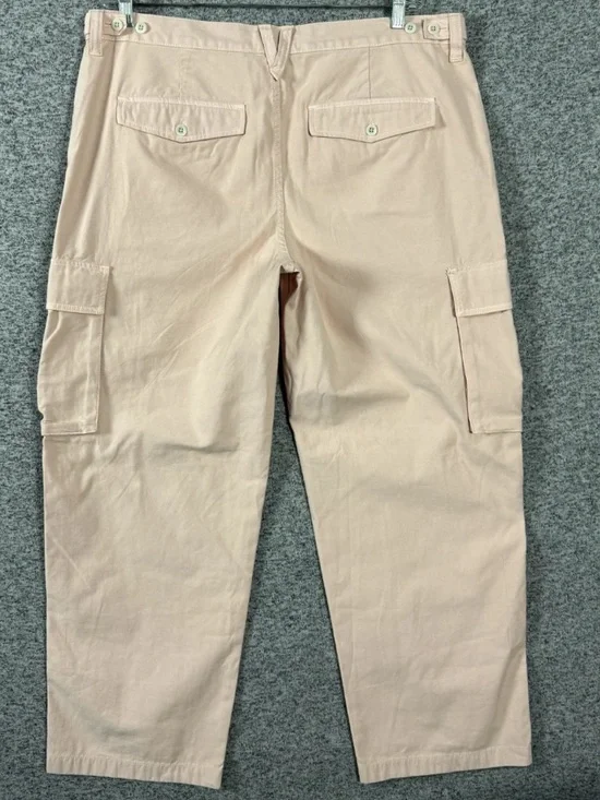 Madewell Women's Size 32 Pink Garment Dyed Low Slung Straight Cargo Pants - Picture 3 of 10